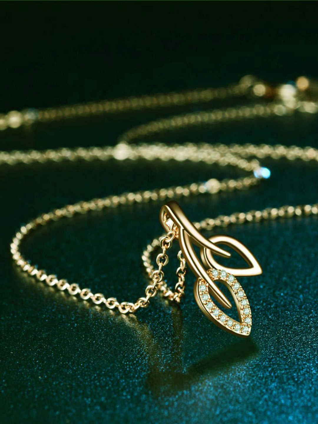 MYKI Gold-Plated Contemporary Stainless Steel Cubic Zirconia Pendants with Chains
