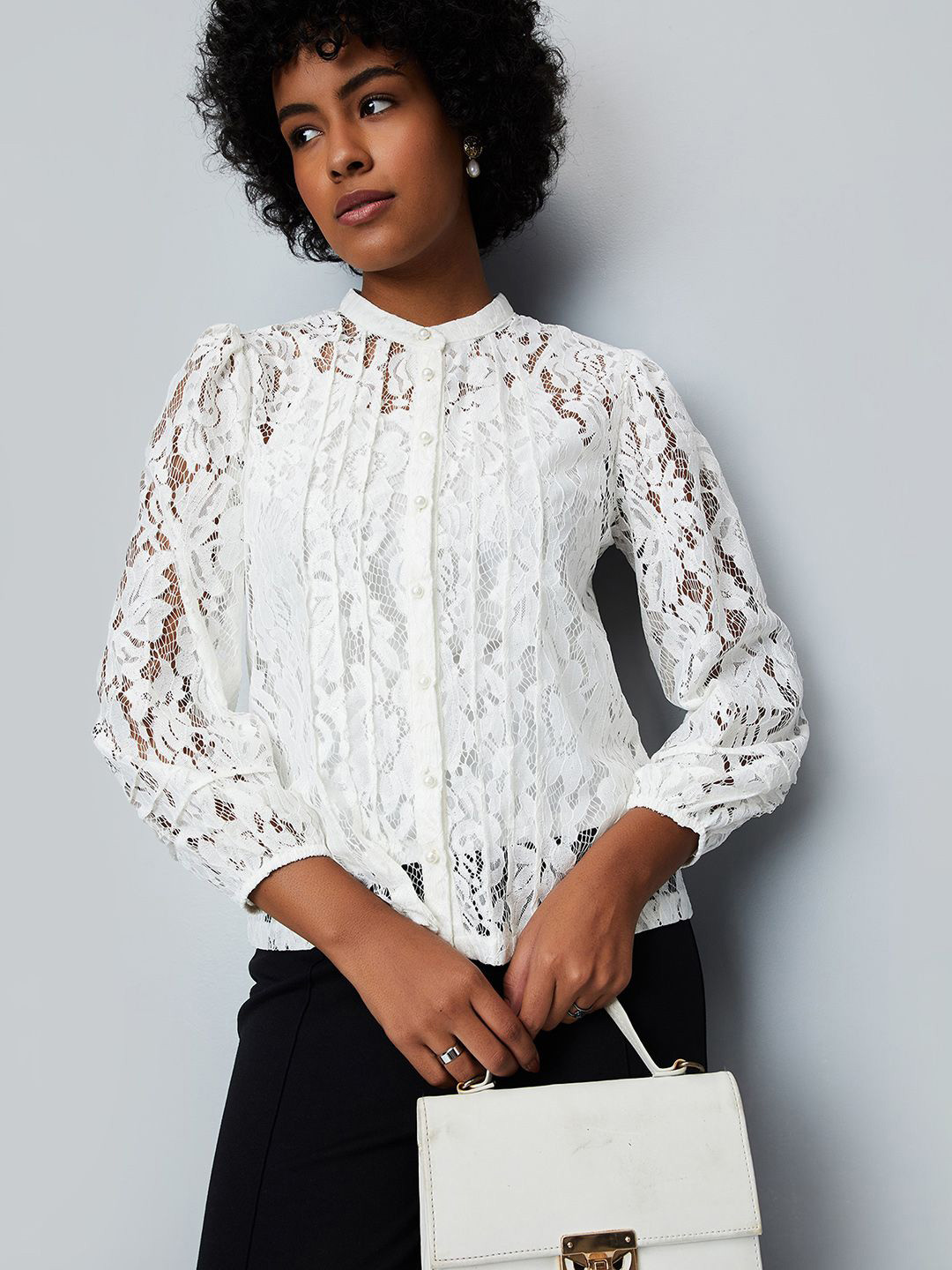 max Self Design Cotton Long Sleeves Shirt Style Top