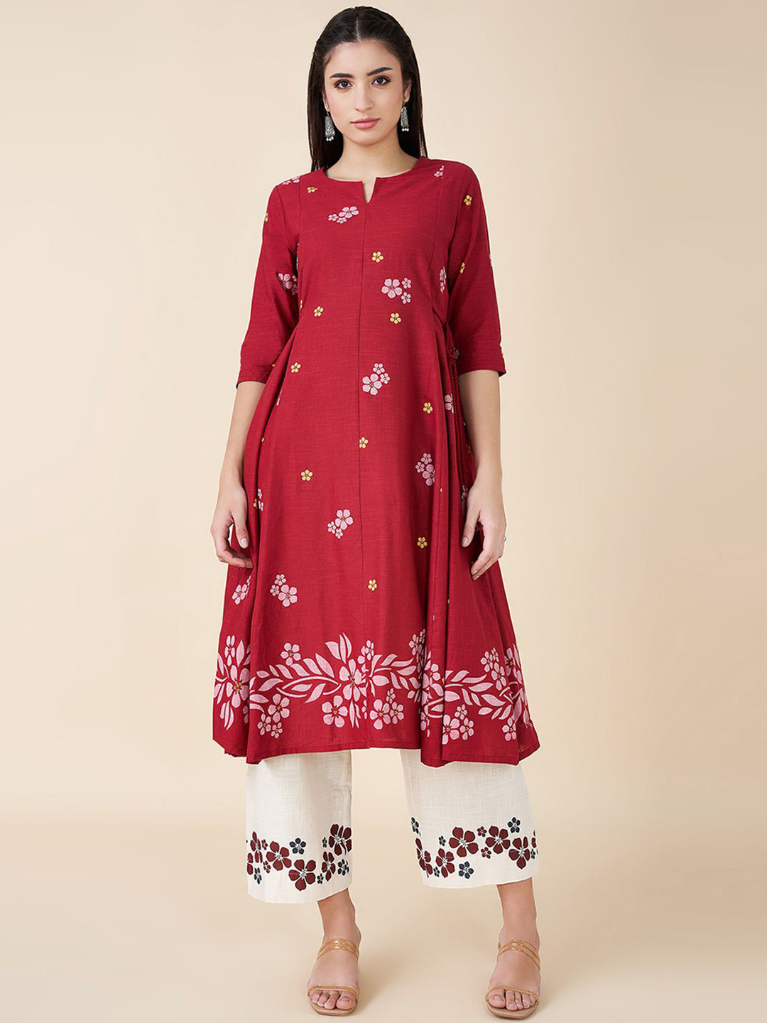 RANGMANCH BY PANTALOONS Floral Printed Pure Cotton A-Line Kurta