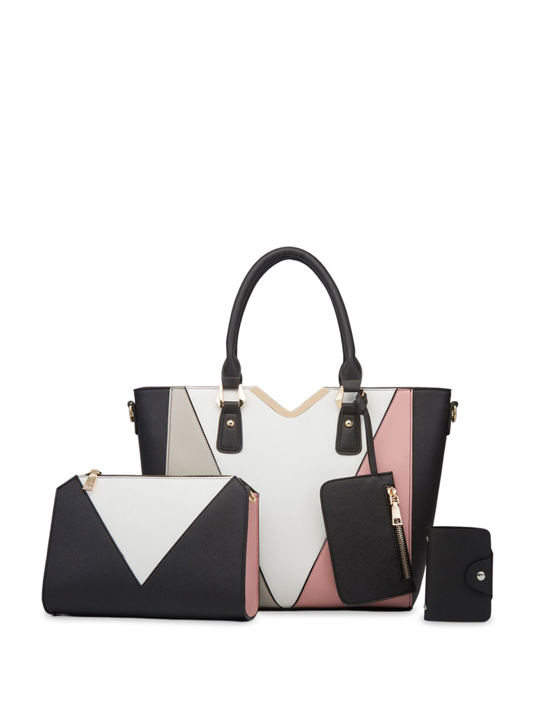RAVE Women Colourblocked Structured Handheld Bags With Pouch