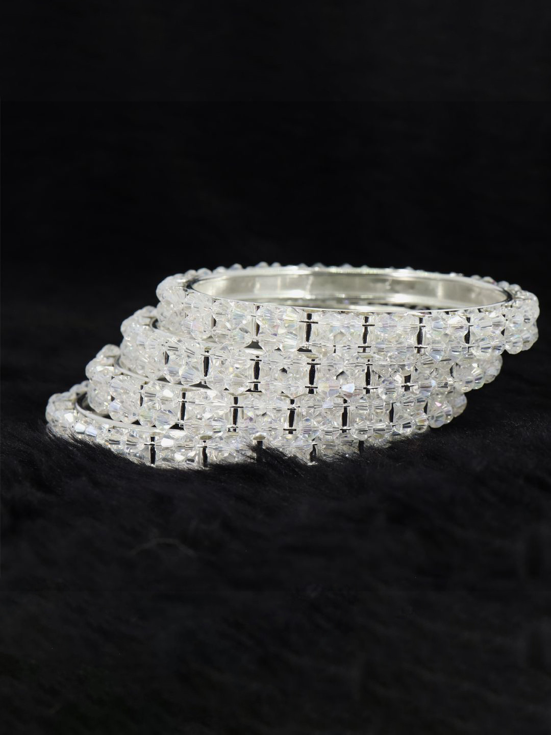 ZULKA Set Of 4 Silver-Plated Pearls Bangles