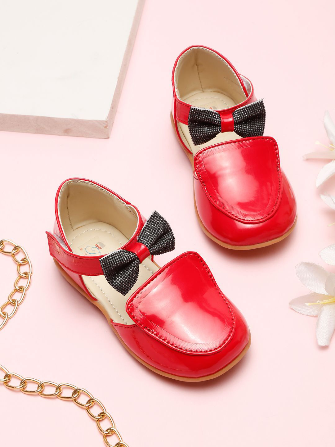 Tiny Bugs Girls Embellished Mary Janes with Bows