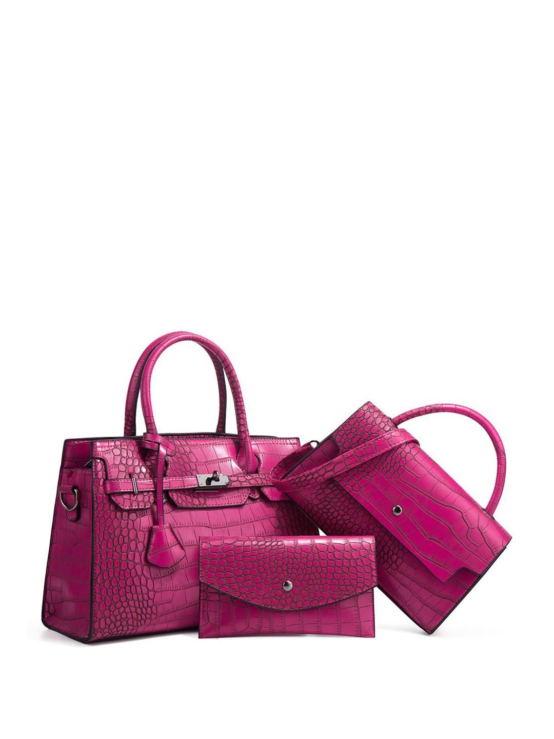 RAVE Set Of 3 Animal Textured Oversized Structured Handheld Bag,Sling Bag & Pouch