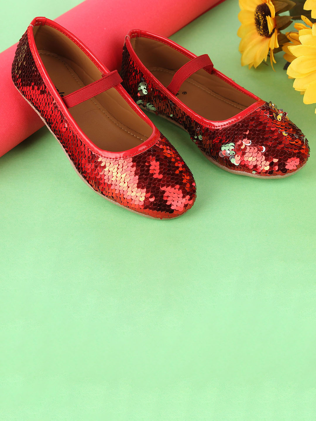 BOYZ N GALZ Girls Embellished Slip-On Mary Jane Flats