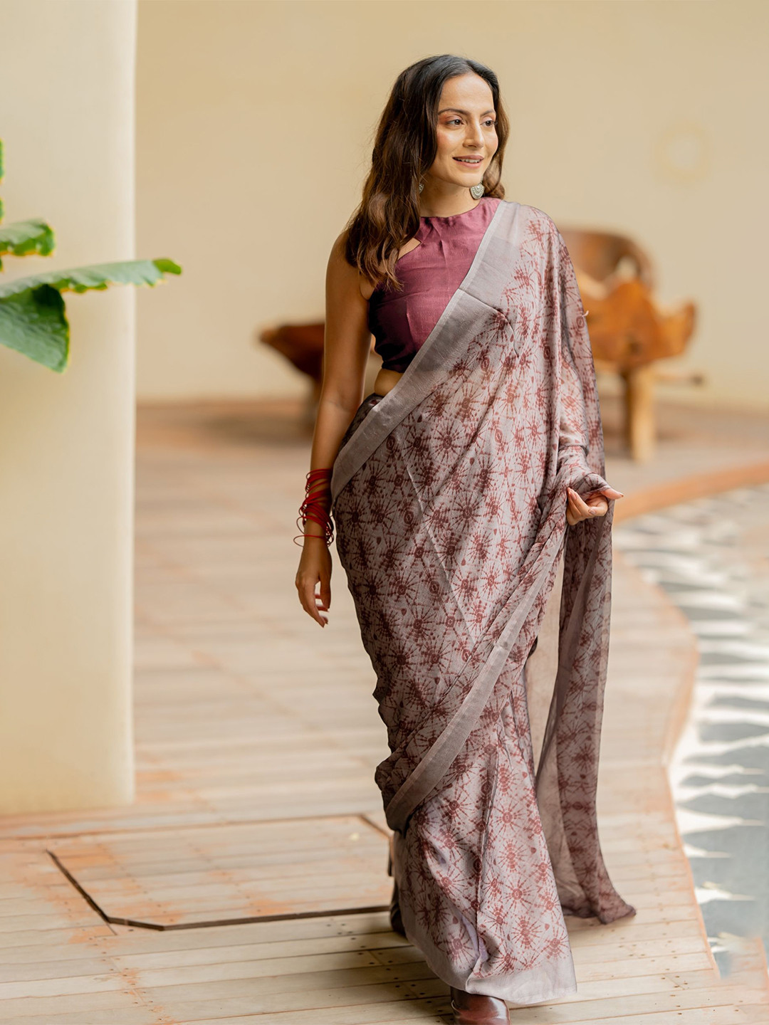 KALINI  FASHION Floral Traditional Block Print Saree