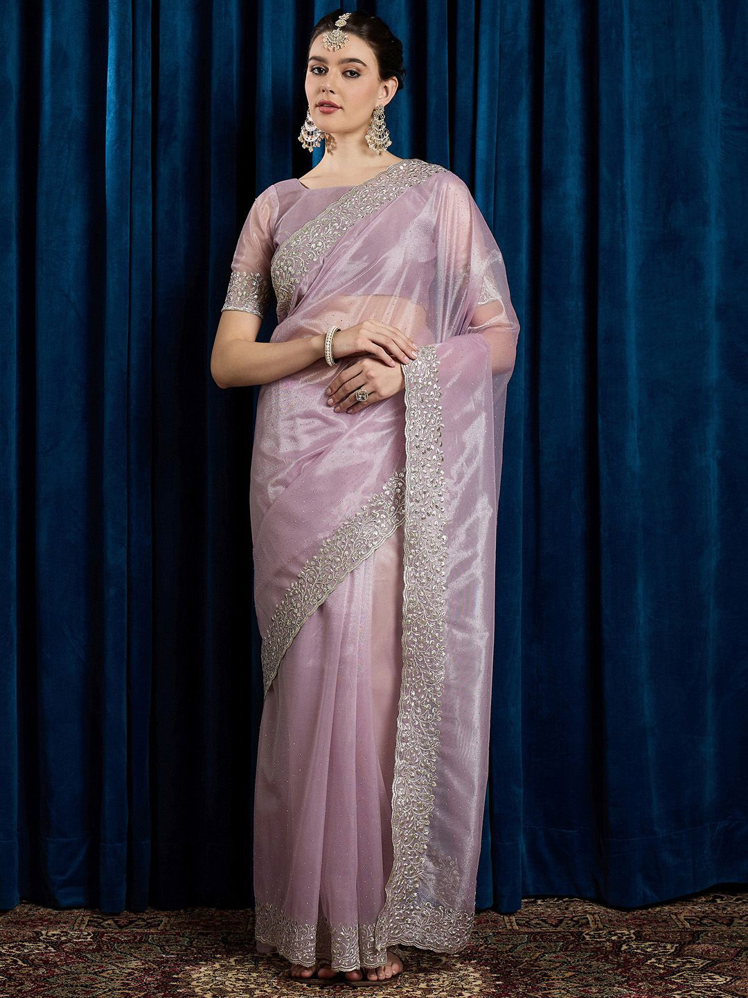 Anouk Net Embellished Beads and Stones Party Saree