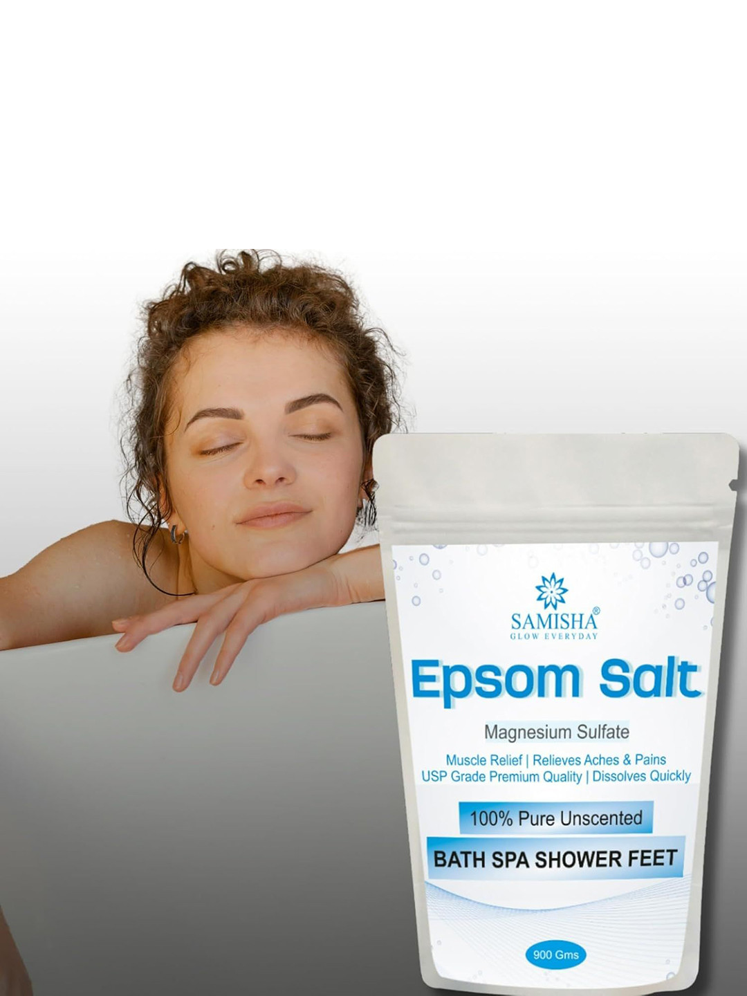 SAMISHA 100% Pure Unscented Epsom Bath Salt - 900g
