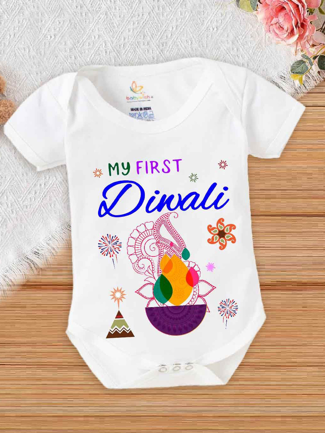 Babywish Kids Diwali Printed Cotton Bodysuit