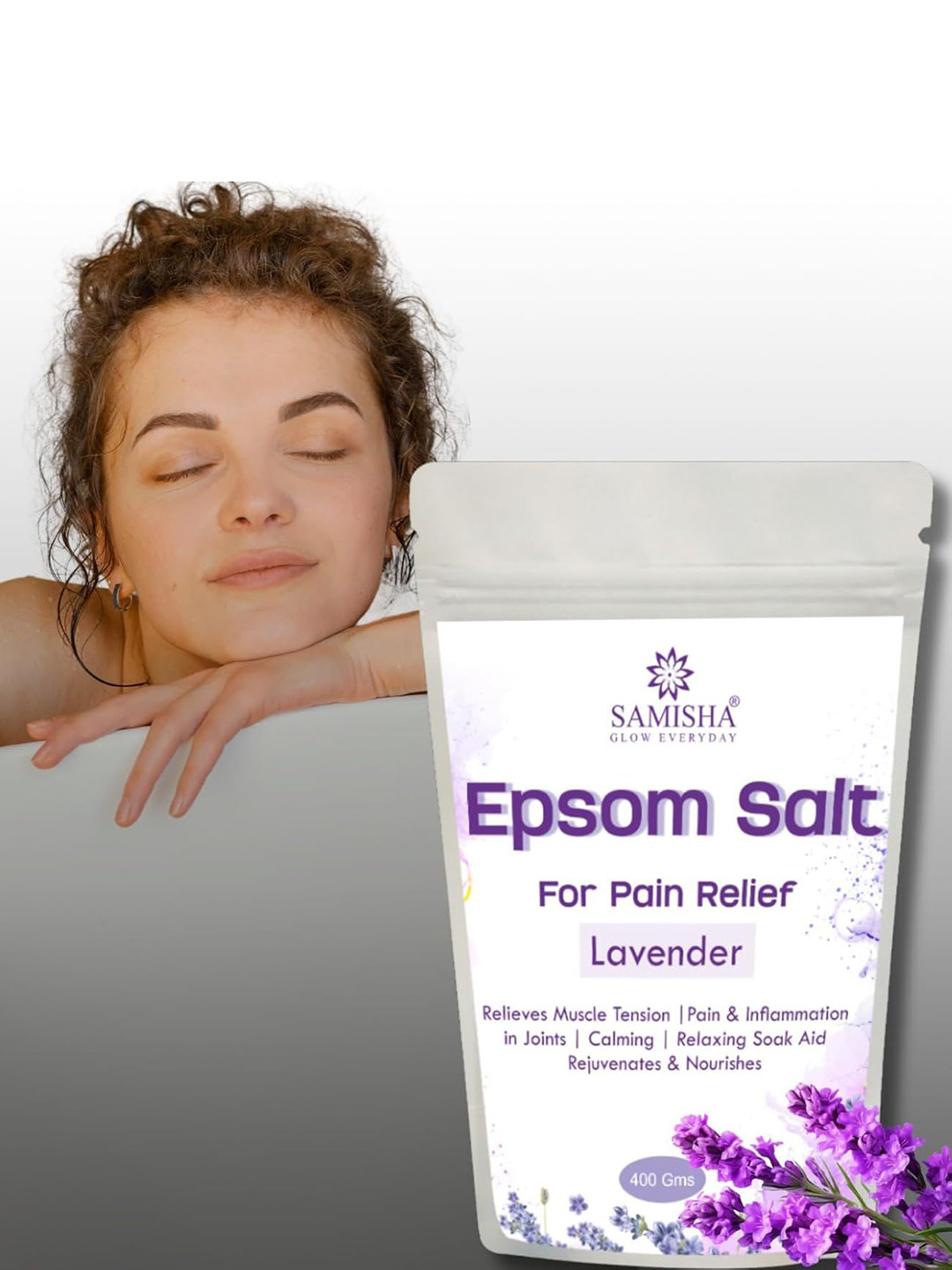 SAMISHA Lavender Epsom Bath Salt For Pain Relief - 400 g