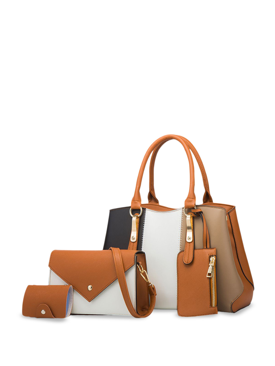 RAVE Colourblocked PU Oversized Structured Handheld Bag with Tasselled