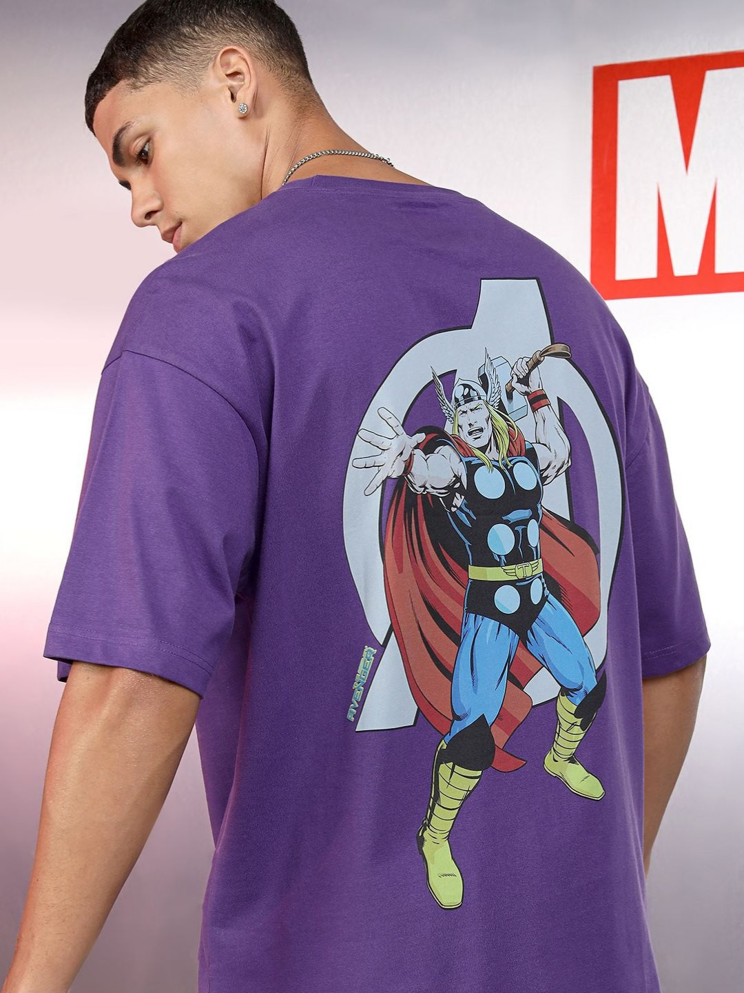 HIGHLANDER Marvel Men Thor Round Neck Oversized Drop Shoulder Tshirt