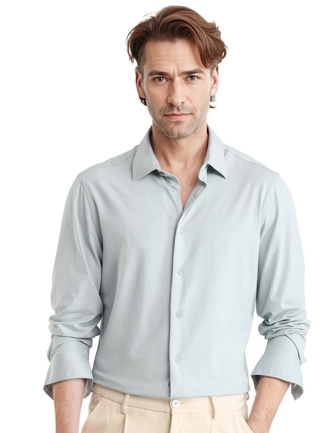 RARE RABBIT Men Comfort Spread Collar Solid Casual Shirt