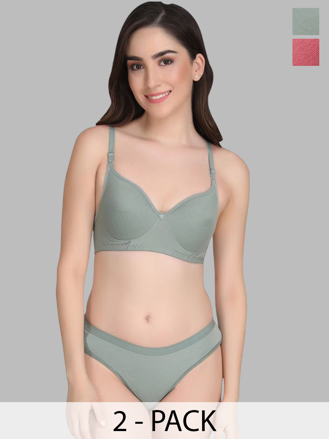 Designer Bugs Women Pack Of 2 Lightly Padded Lingerie Set DBLS-O-VP-30B