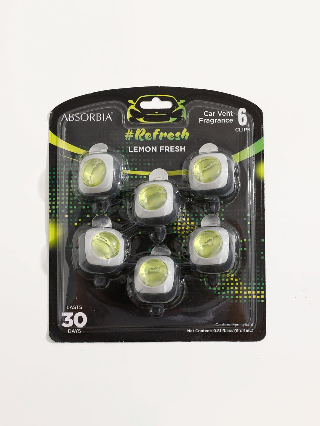 Absorbia Pack of 6 Lemon Car  Air Freshener Vent Clips 4ml Each