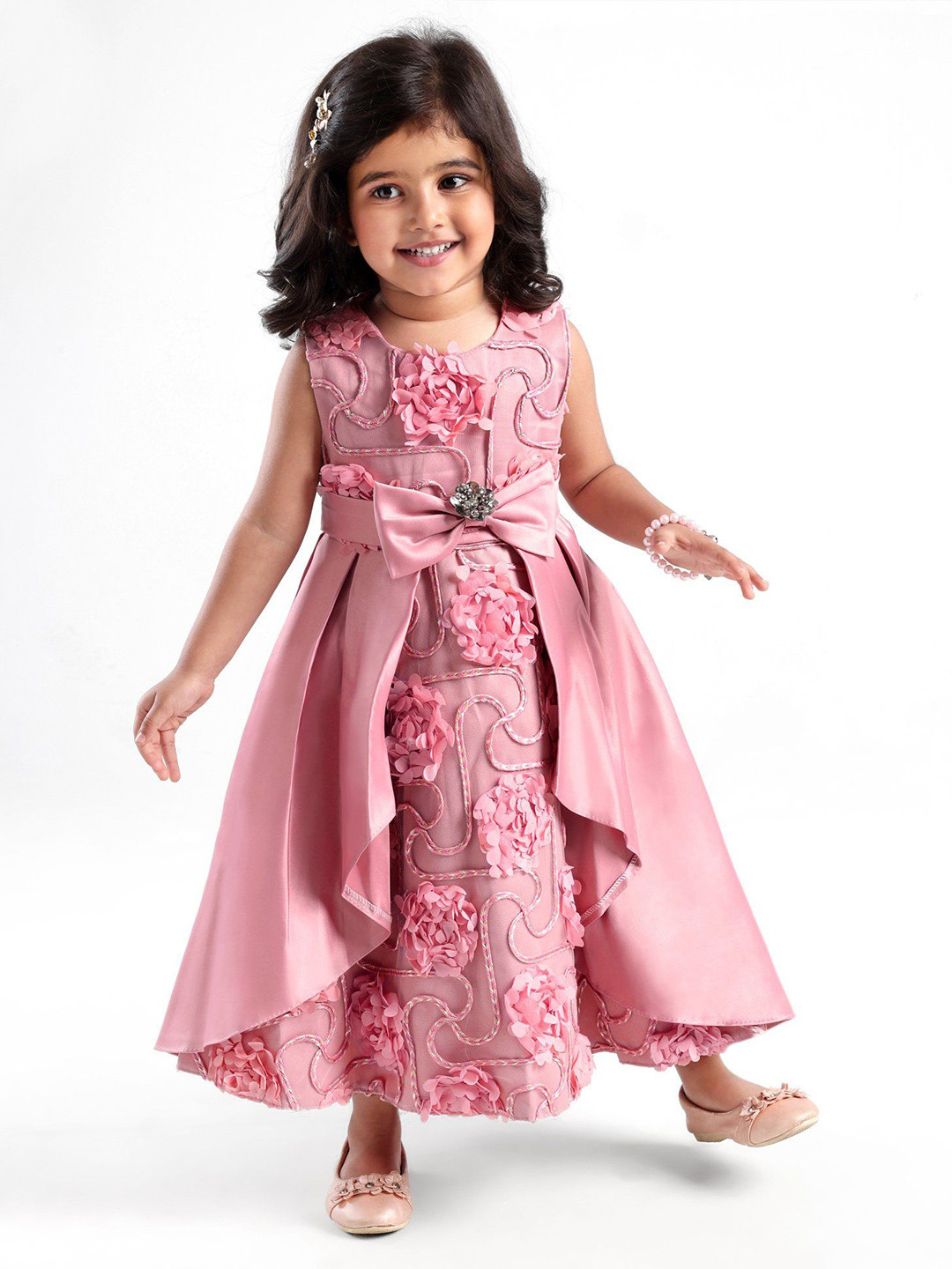 Mark & Mia Girl's Floral Embroidery & Bow Detailed Maxi Dress