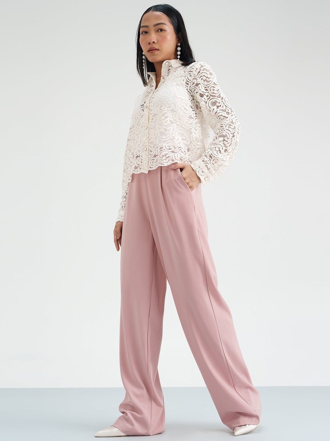 FREAKINS Pink Panther Pleated Waistband Korean Pants