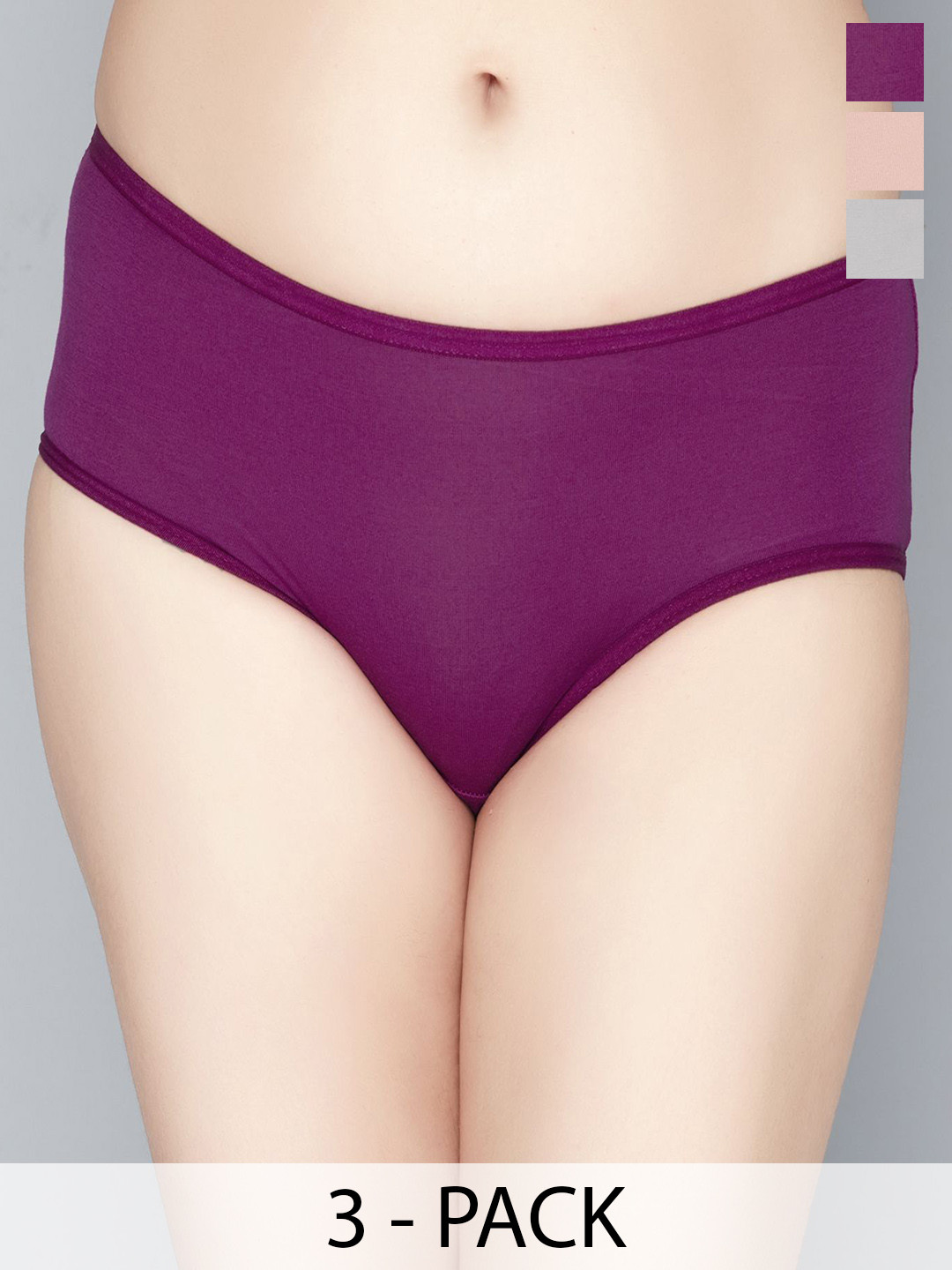 Lady Love WomenPack Of 3 Mid-Rise Hipster BriefsLLHB1102M_1-Grey:Magenta:Peach