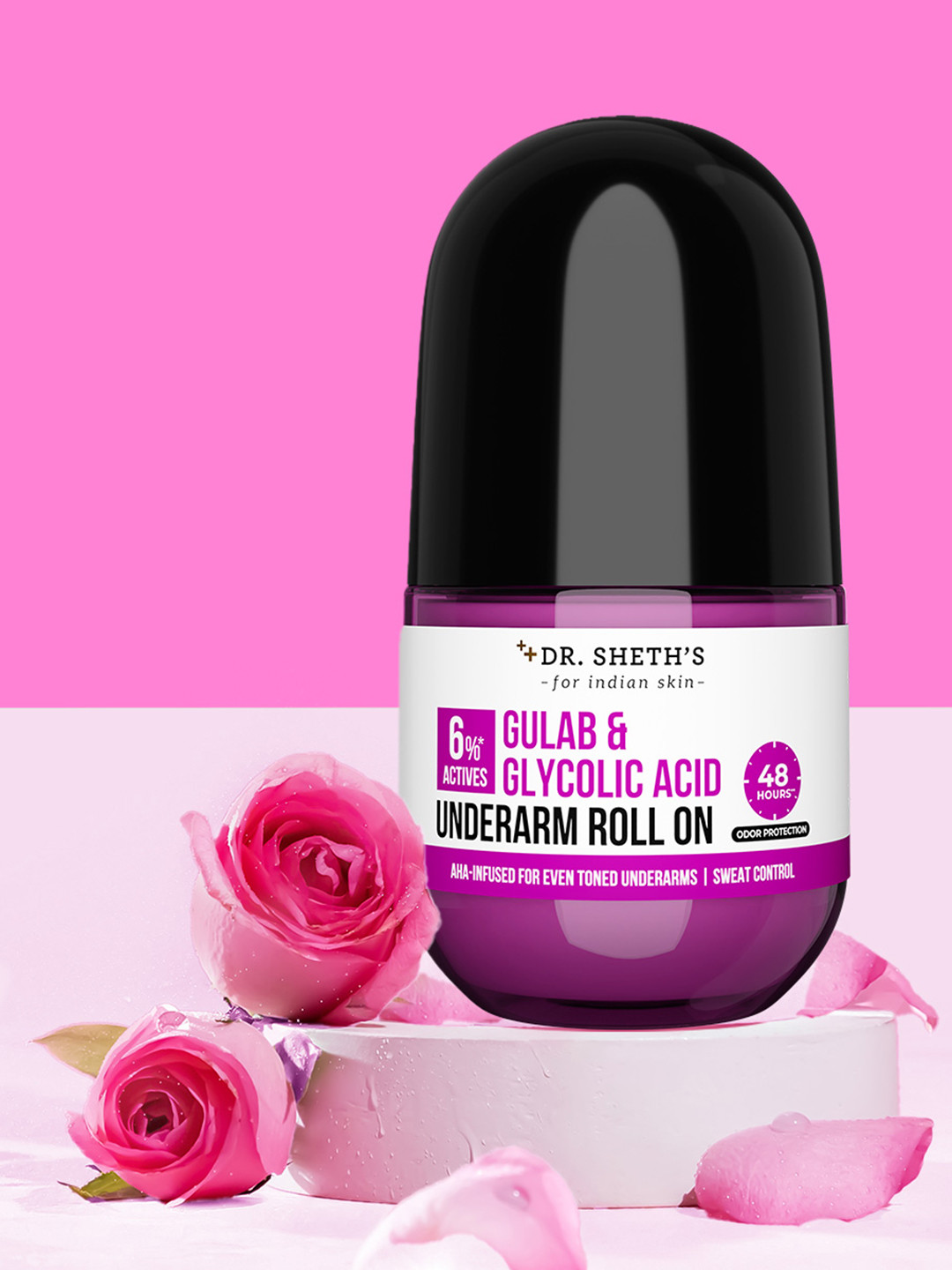 DR. SHETHS Gulab & Glycolic Acid Underarm Roll On for Even Tone - 50 ml