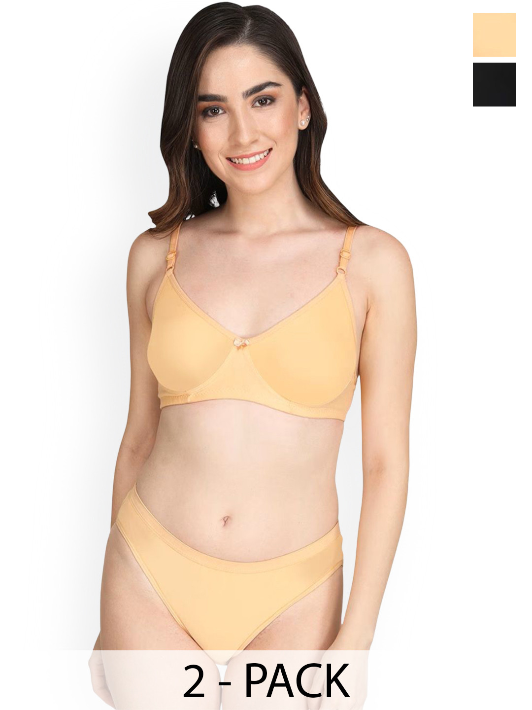 Designer Bugs Wpmen Pack Of 2 Seamless Lightly-Padded Lingerie SetsDBLS-B-Y-30B