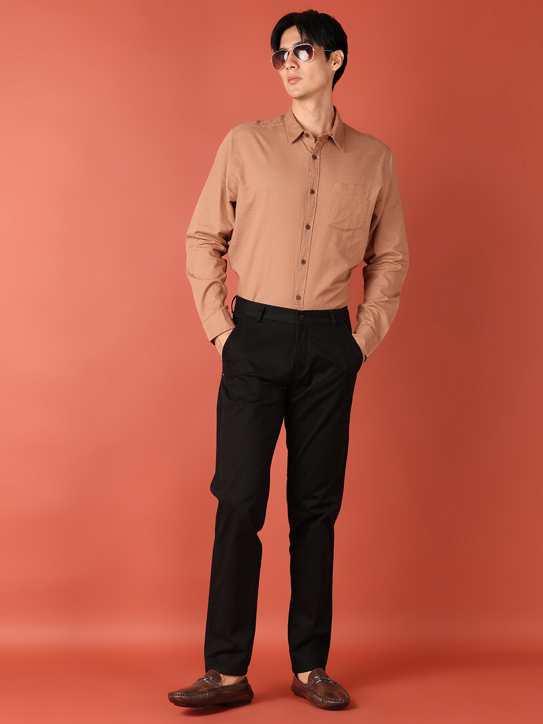 V-Mart Men Solid Knitted Chinos Trouser