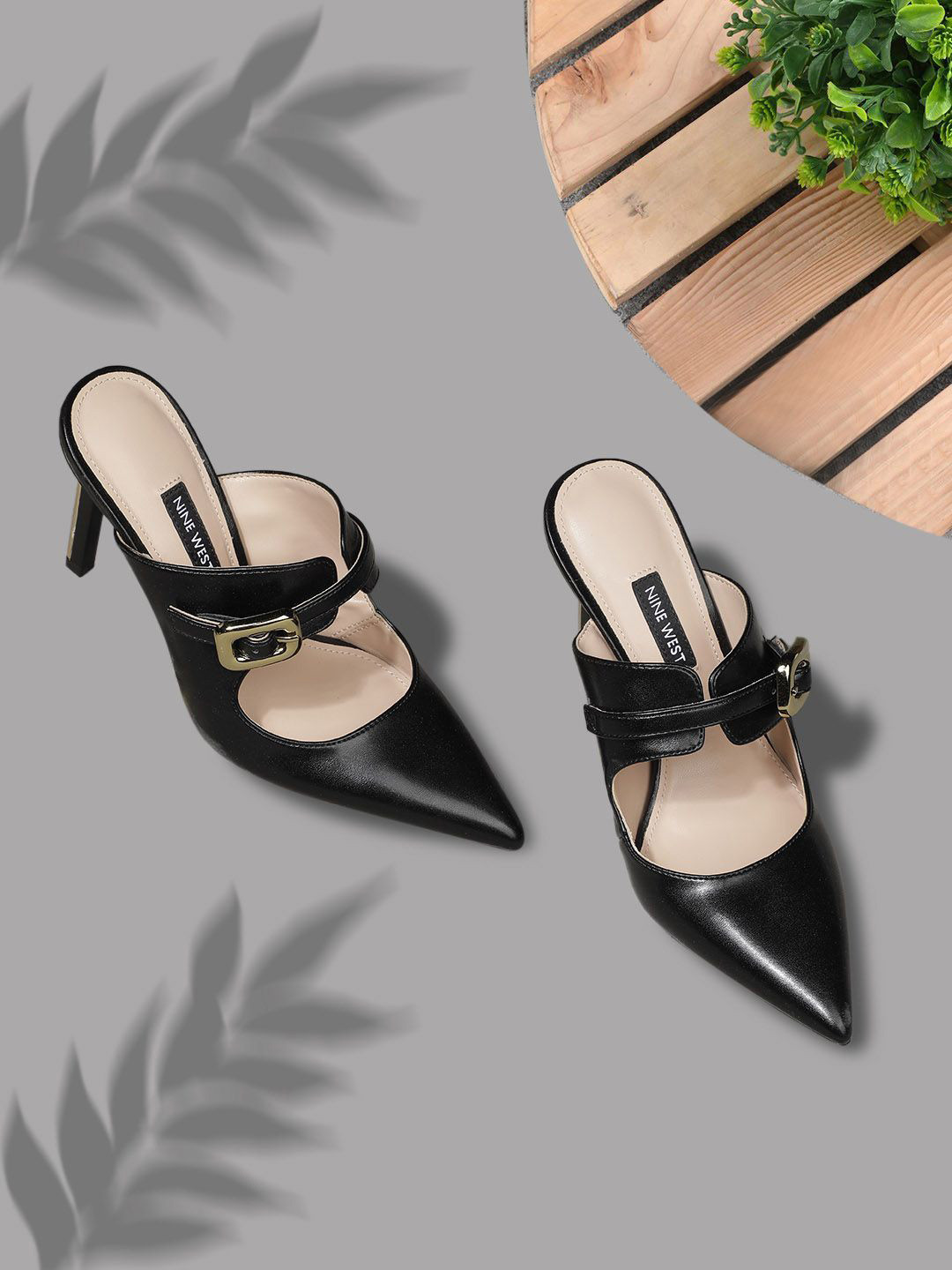 Nine West Women Buckled Pointed Toe Slim Heeled Pumps