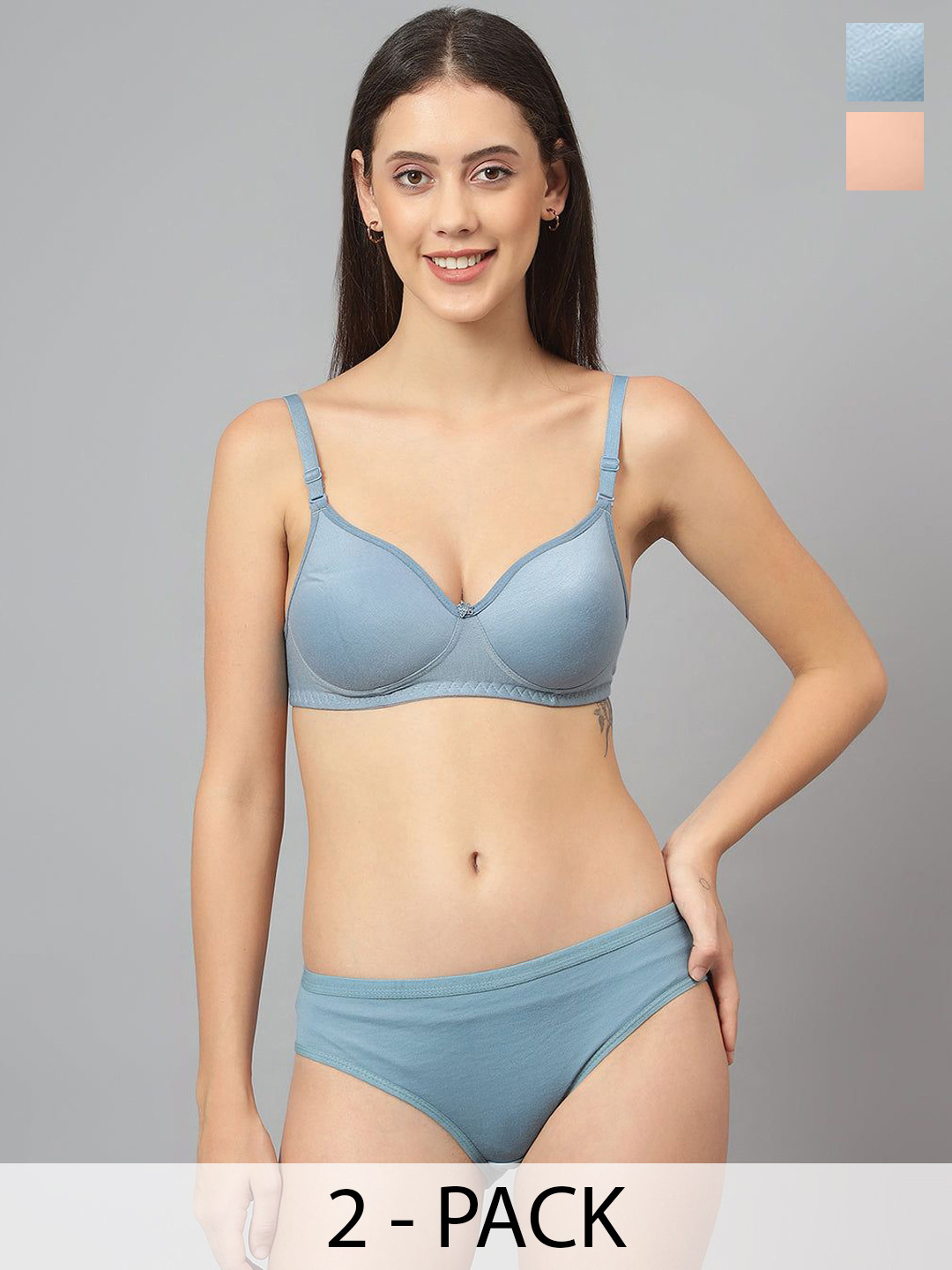 Designer Bugs Women Pack of 2 Seamless Lingerie Set DBLS-PH-G-30B