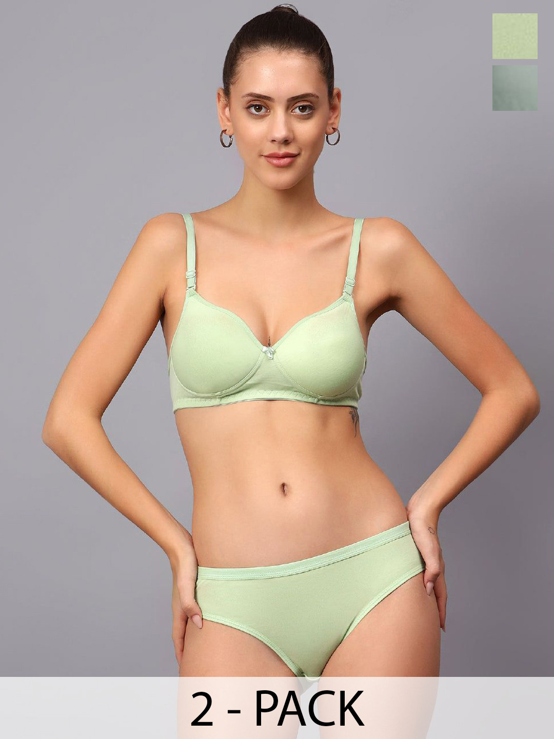 Designer Bugs Women Pack Of 2 Seamless Lightly-Padded Lingerie SetsDBLS-O-LG-30B