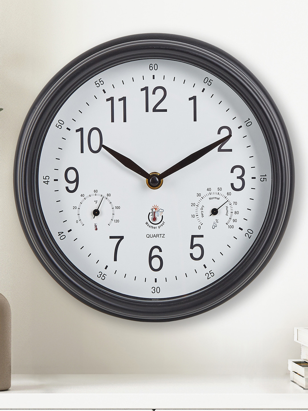 Home Centre Corsica Fortune Black & White Printed Round Contemporary Analogue Wall Clock