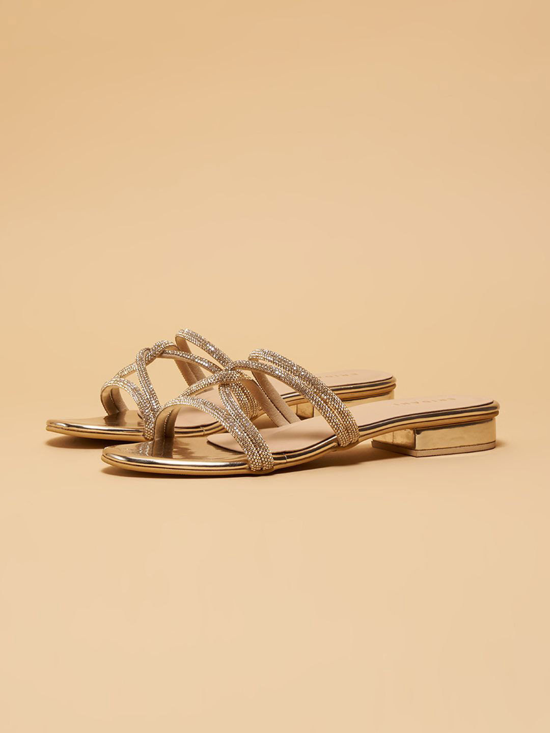 ERIDANI Women Embellished Open Toe Flats