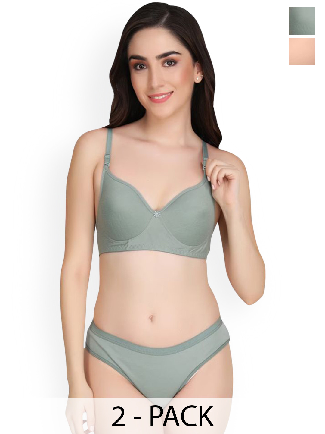 Designer Bugs Women Pack Of 2 Seamless Lightly Padded Lingerie Set DBLS-O-PH-30B