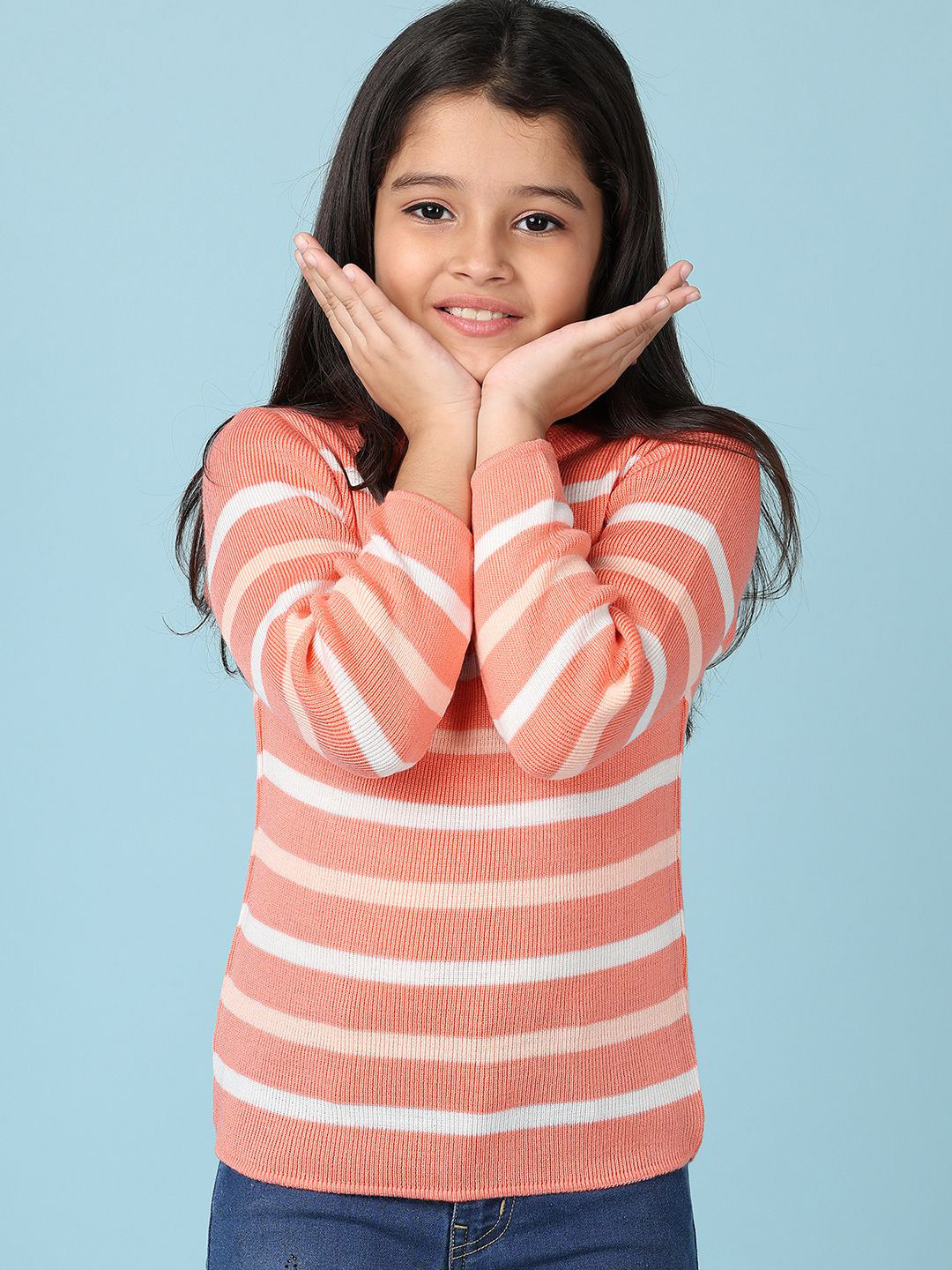 V-Mart Girls Striped Pullover Sweaters