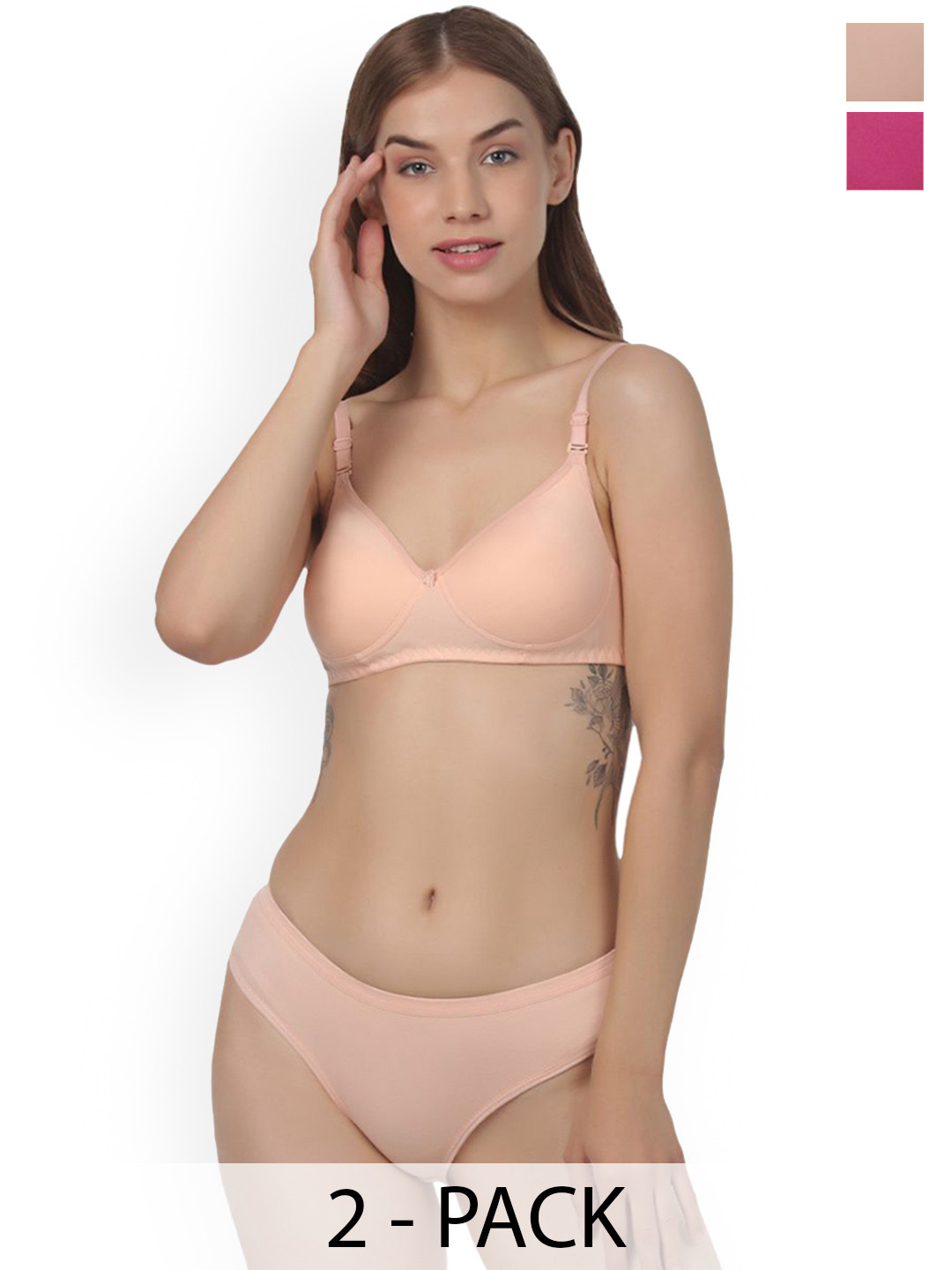 Designer Bugs Women Pack Of 2 Lightly Padded Lingerie Set DBLS-DP-PH-30B