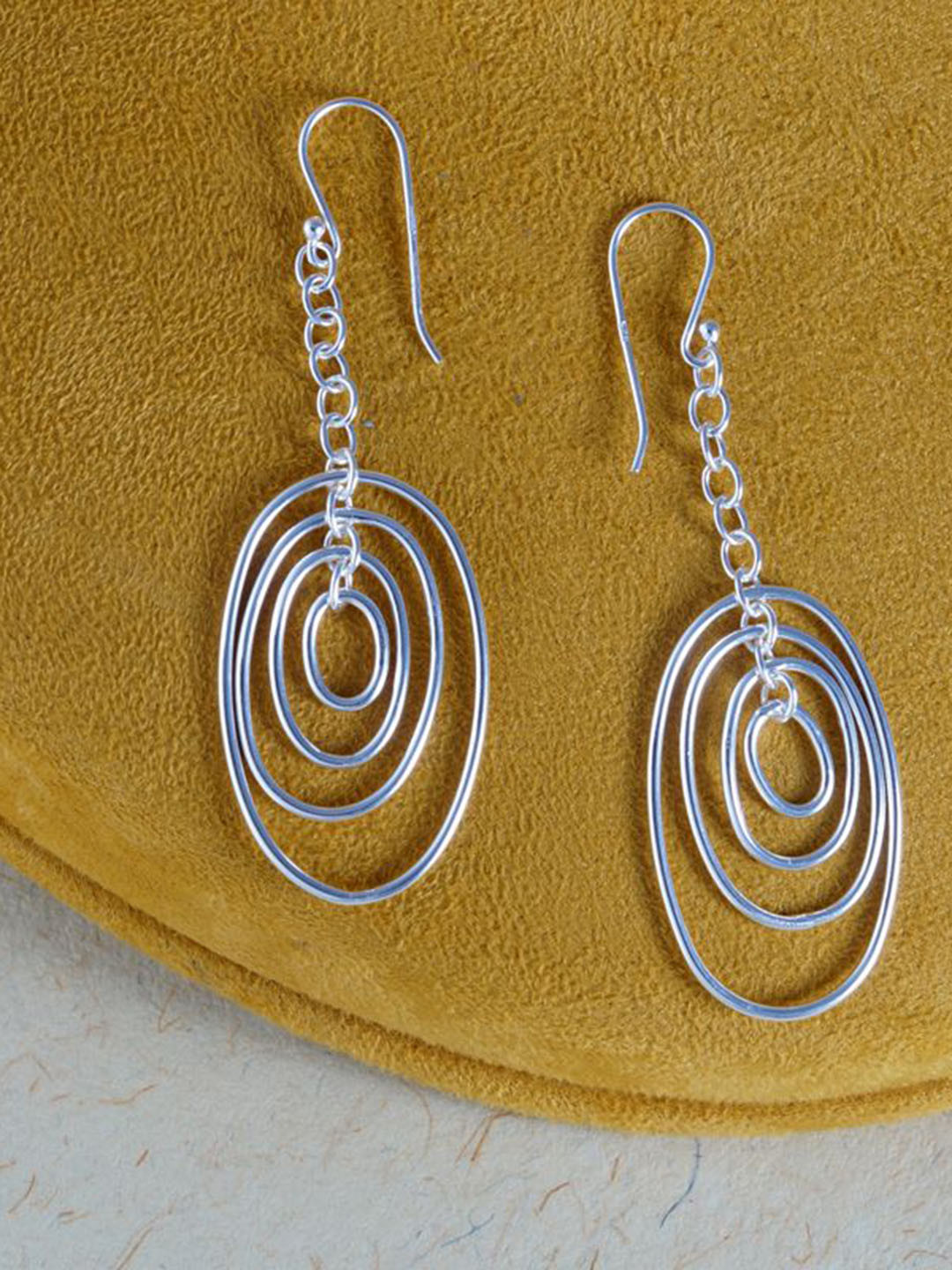 Tuanz Silver Jewelry 925 Sterling Silver Rhodium-Plated Oval Drop Earrings