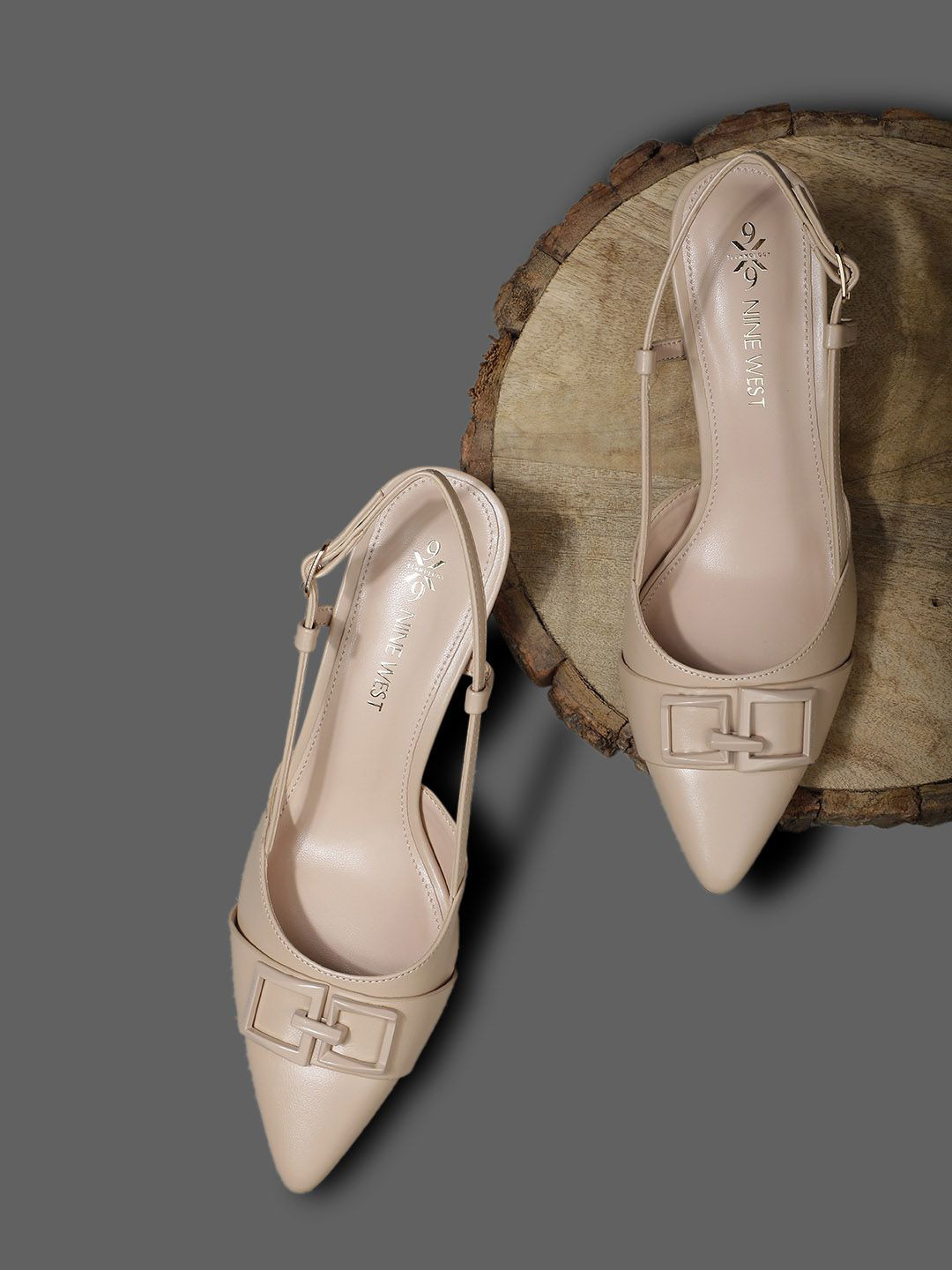 Nine West Women PU Kitten Mules With Buckles