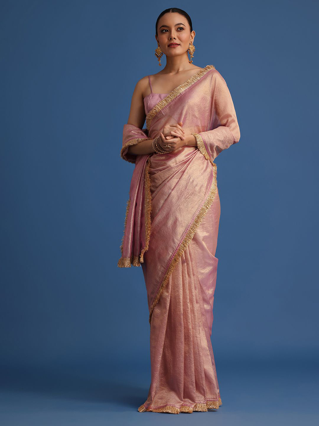 KALKI Fashion Solid Tissue Saree with Blouse Piece