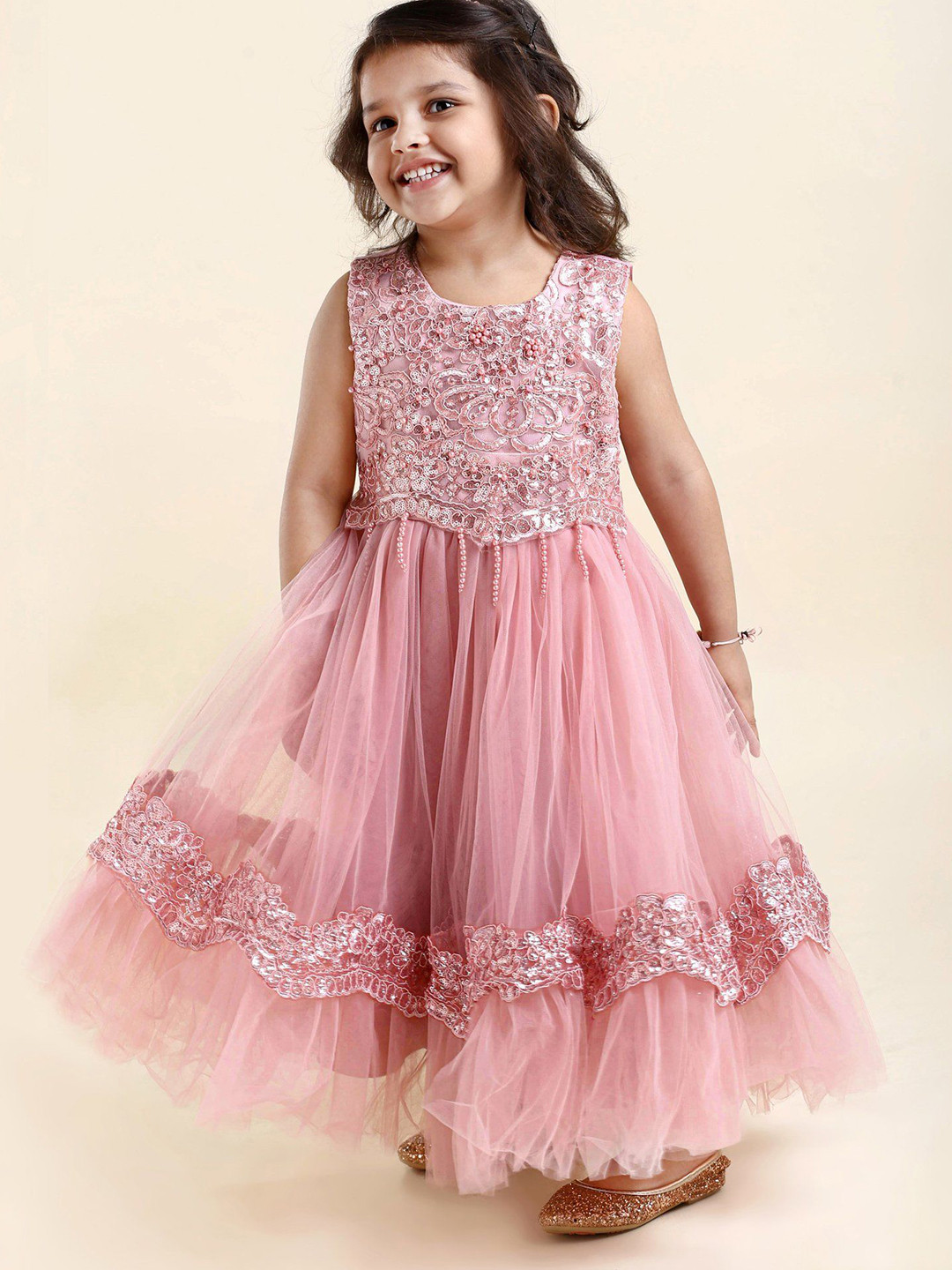 Mark & Mia Pink Round Neck Sleeveless Floral Print  Knee Length Peplum Dress