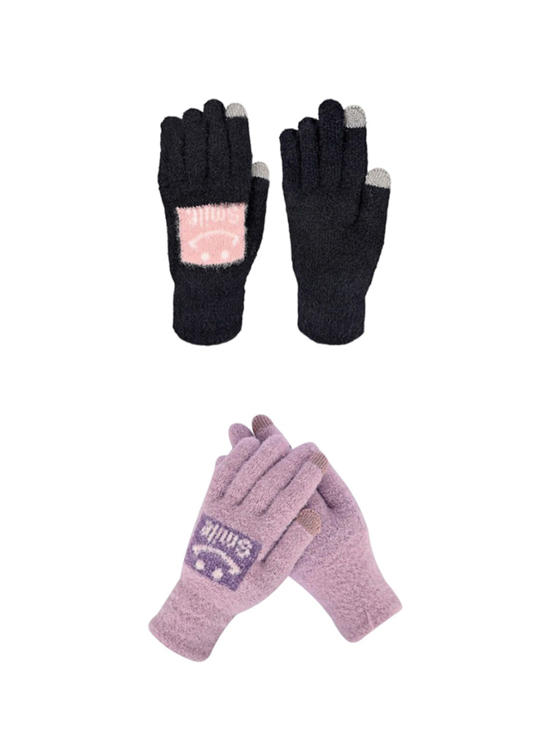 LOOM LEGACY Pack of 2 Women Patterned Acrylic Touchscreen Casual Gloves