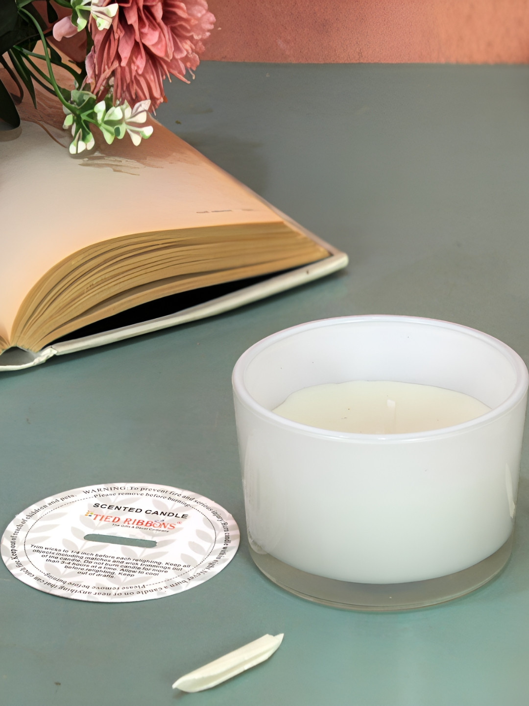 TIED RIBBONS Diwali Festive Scented 1 Wick Sea Salt Lychee Solid Geometric Jar Candles