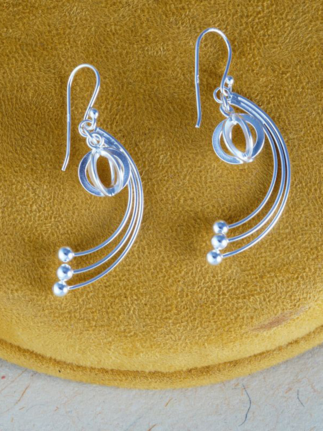 Tuanz Silver Jewelry 925 Sterling Silver Rhodium-Plated Dangling Feathered Drop Earrings