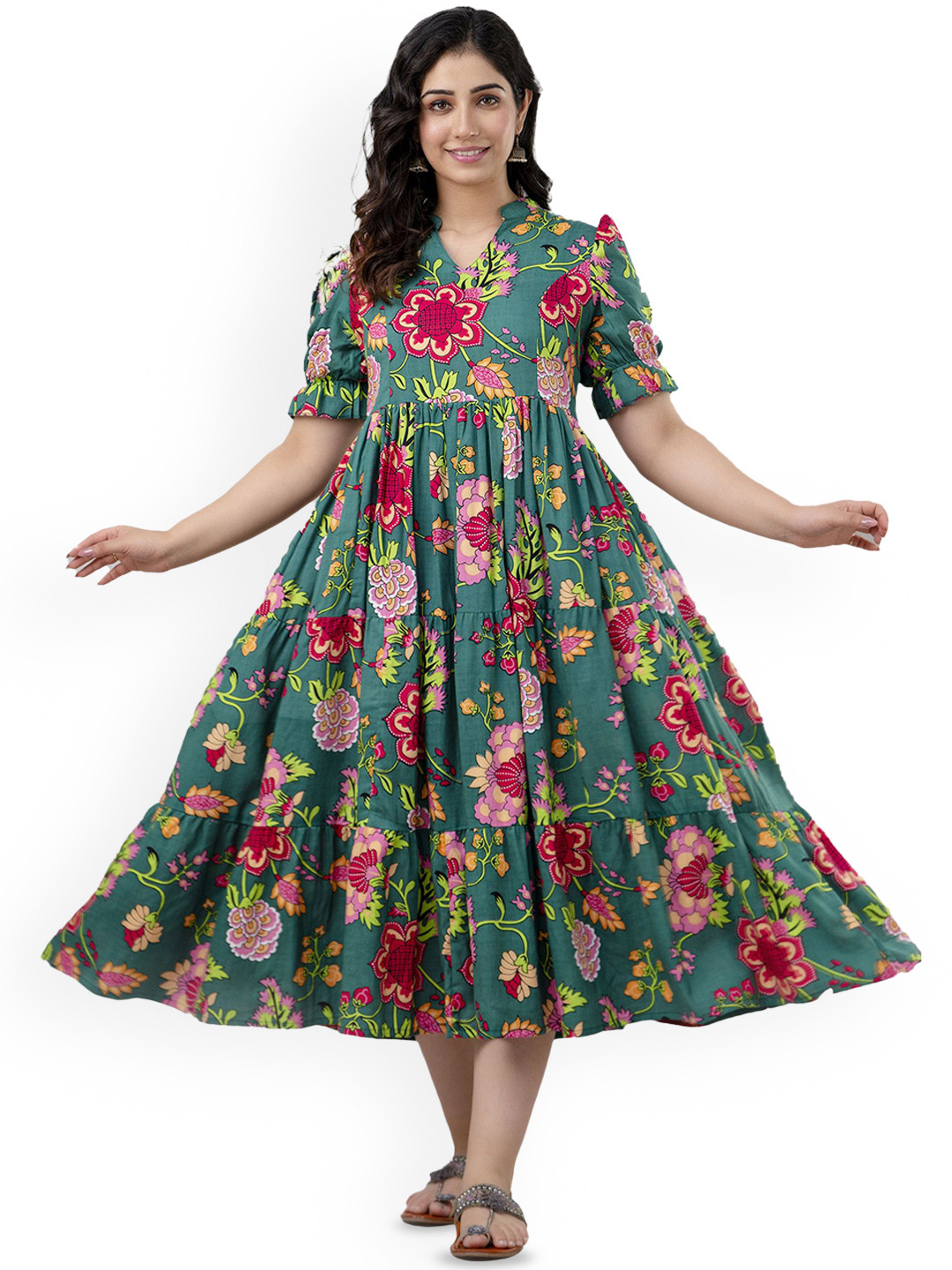 Charnest Floral Printed Fit and Flare Kurta