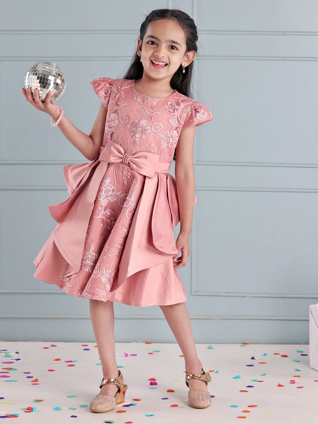 Mark & Mia Girls Bow Detailed Peplum Dress