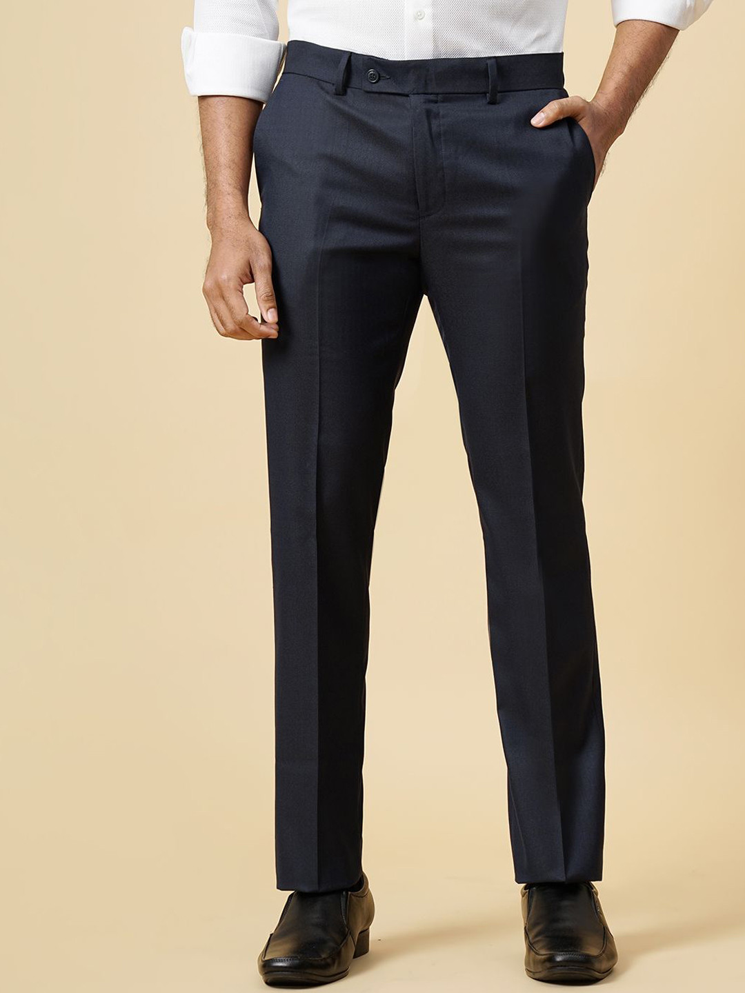 METAL Men Checked Slim Fit Formal Trousers