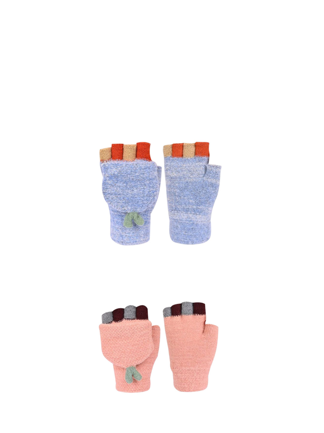 LOOM LEGACY Women Blue Acrylic Regular Easy Wash Fingerless Gloves