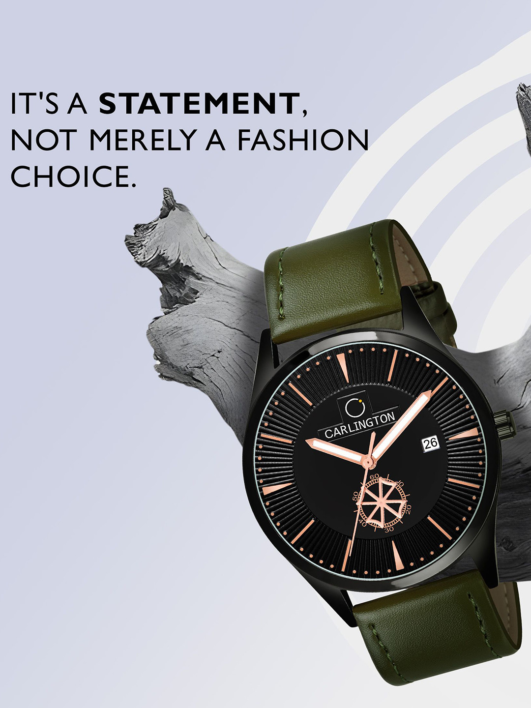 CARLINGTON Men Dial & Stainless Steel Straps Analogue Watch CT1020 Green-Black1