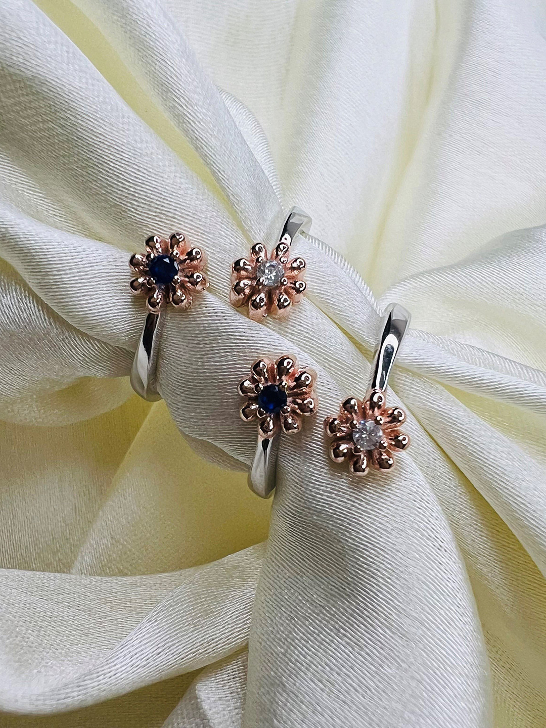 Arte Jewels Sterling Silver Crystals Stone Studded Toe Rings