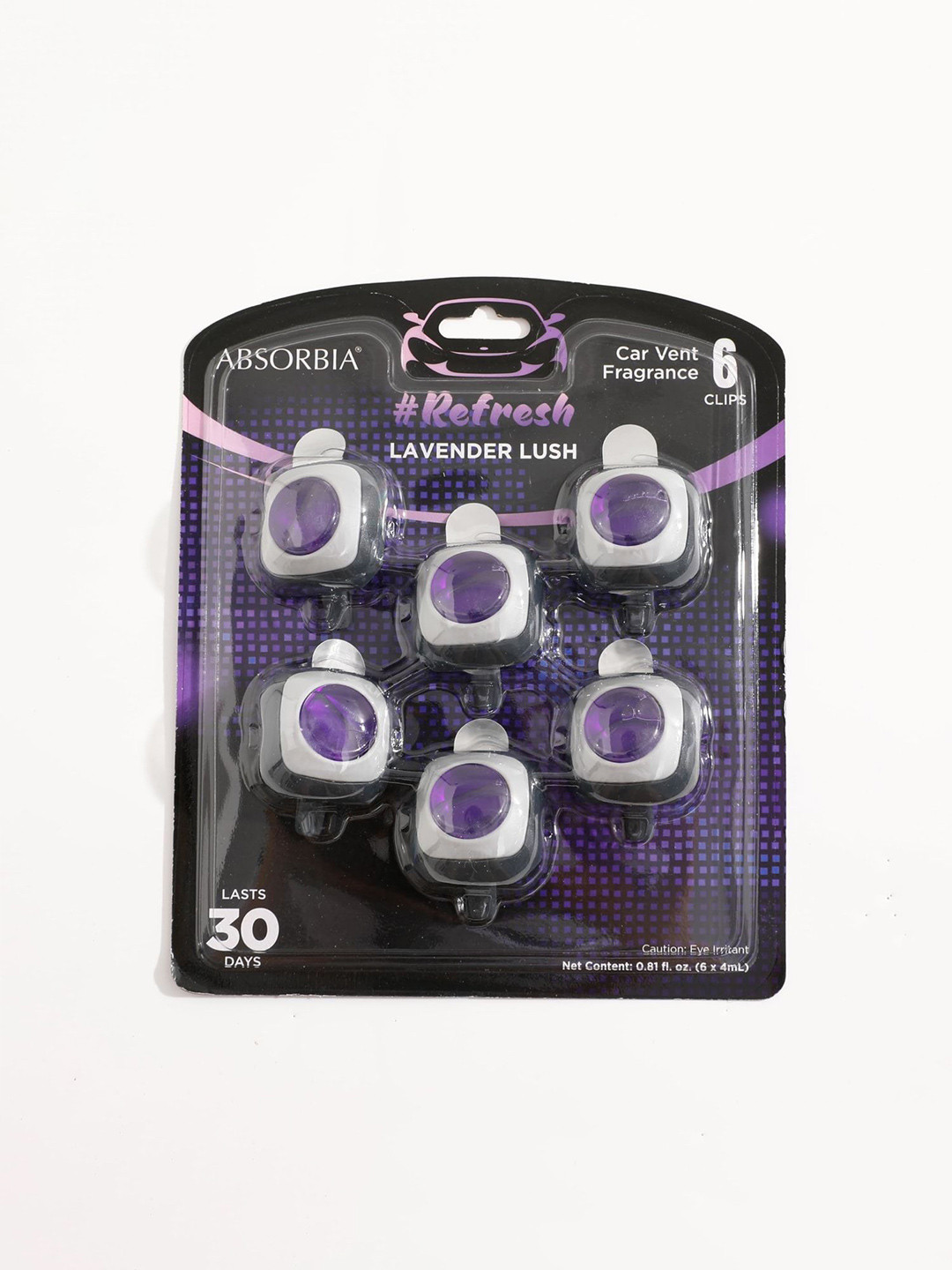 Absorbia Pack of 6 Lavender Car Air Freshener Vent Clips 4ml Each