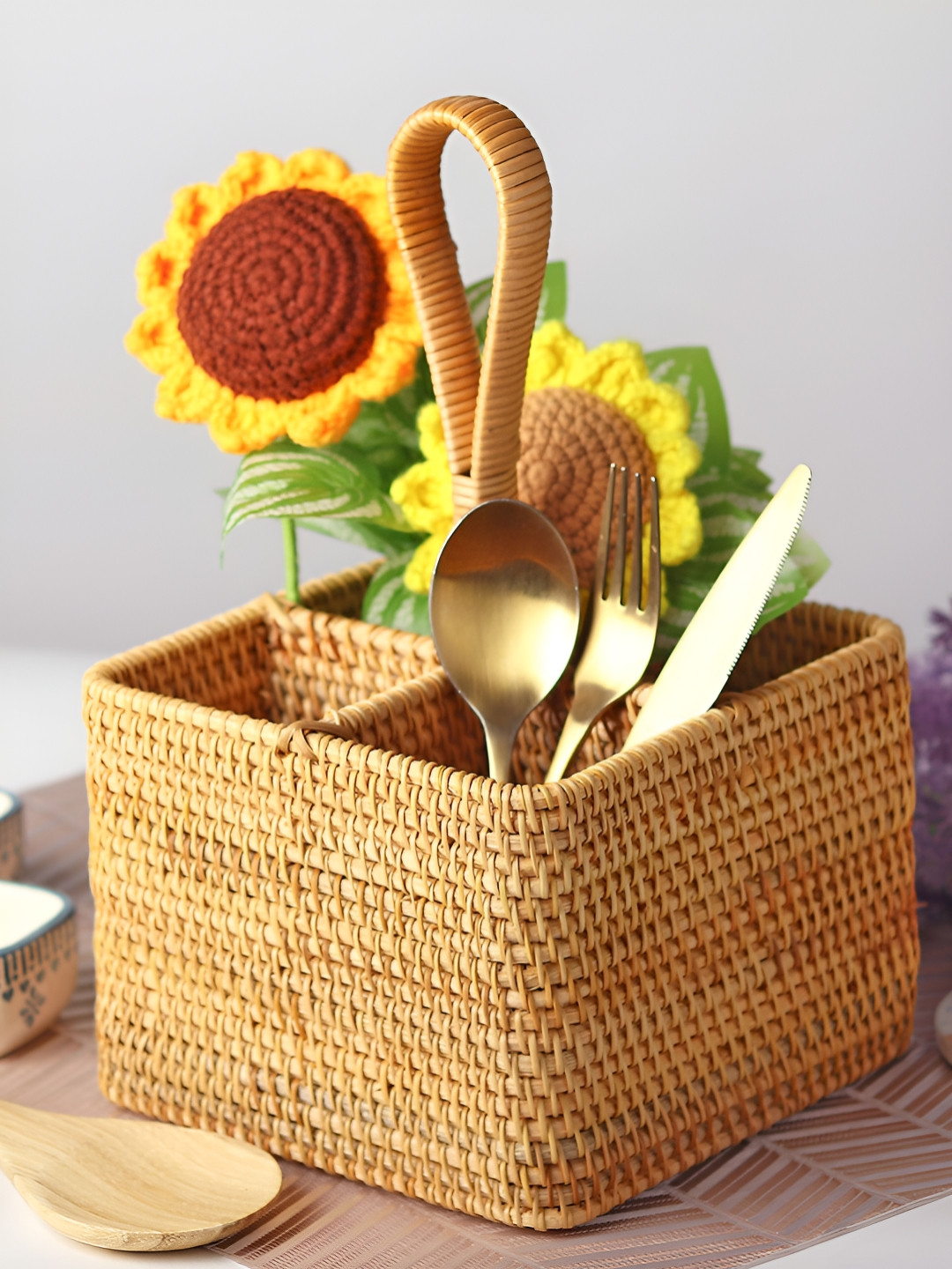 HABERE INDIA Brown Reusable Multi-Utility Bamboo Organiser