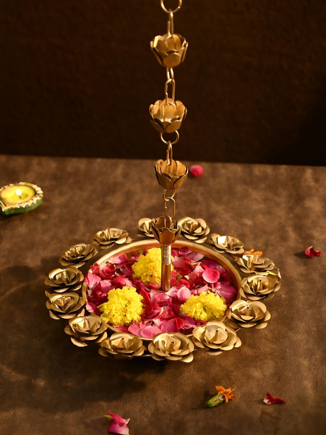 Aapno Rajasthan Lotus Motif Hanging Urli