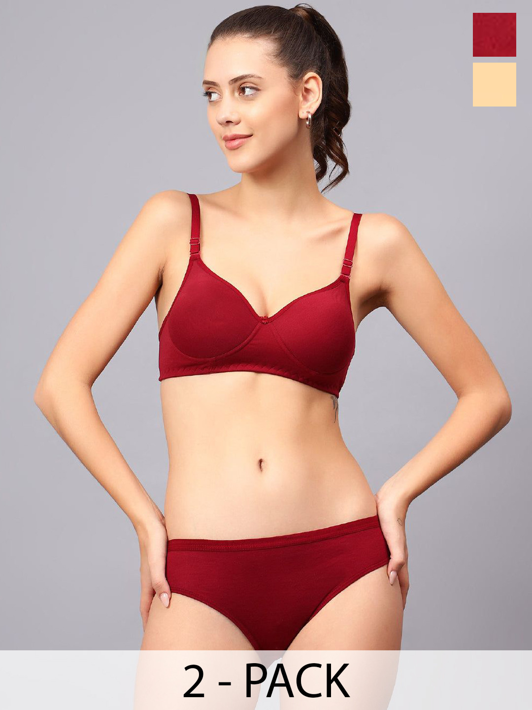 Designer Bugs Women Pack Of 2 Seamless Lightly Padded Lingerie Set DBLS-Y-M-30B