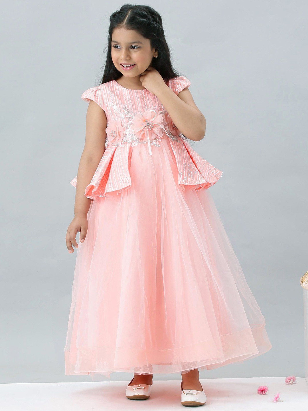 Mark & Mia Girls Embellished Floral Applique Maxi Dress